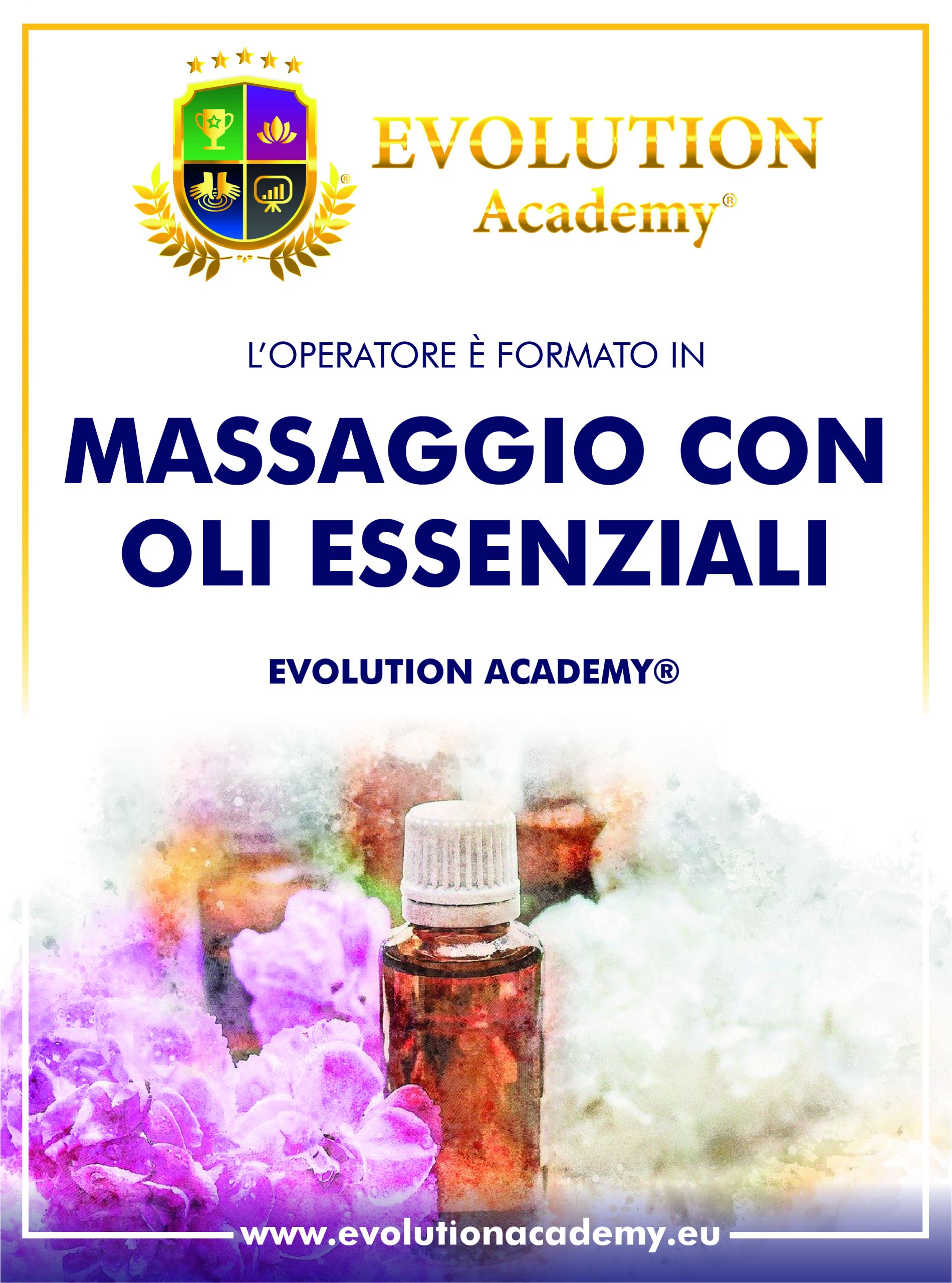 Poster rilasciato al corso di massaggio con oli essenziali