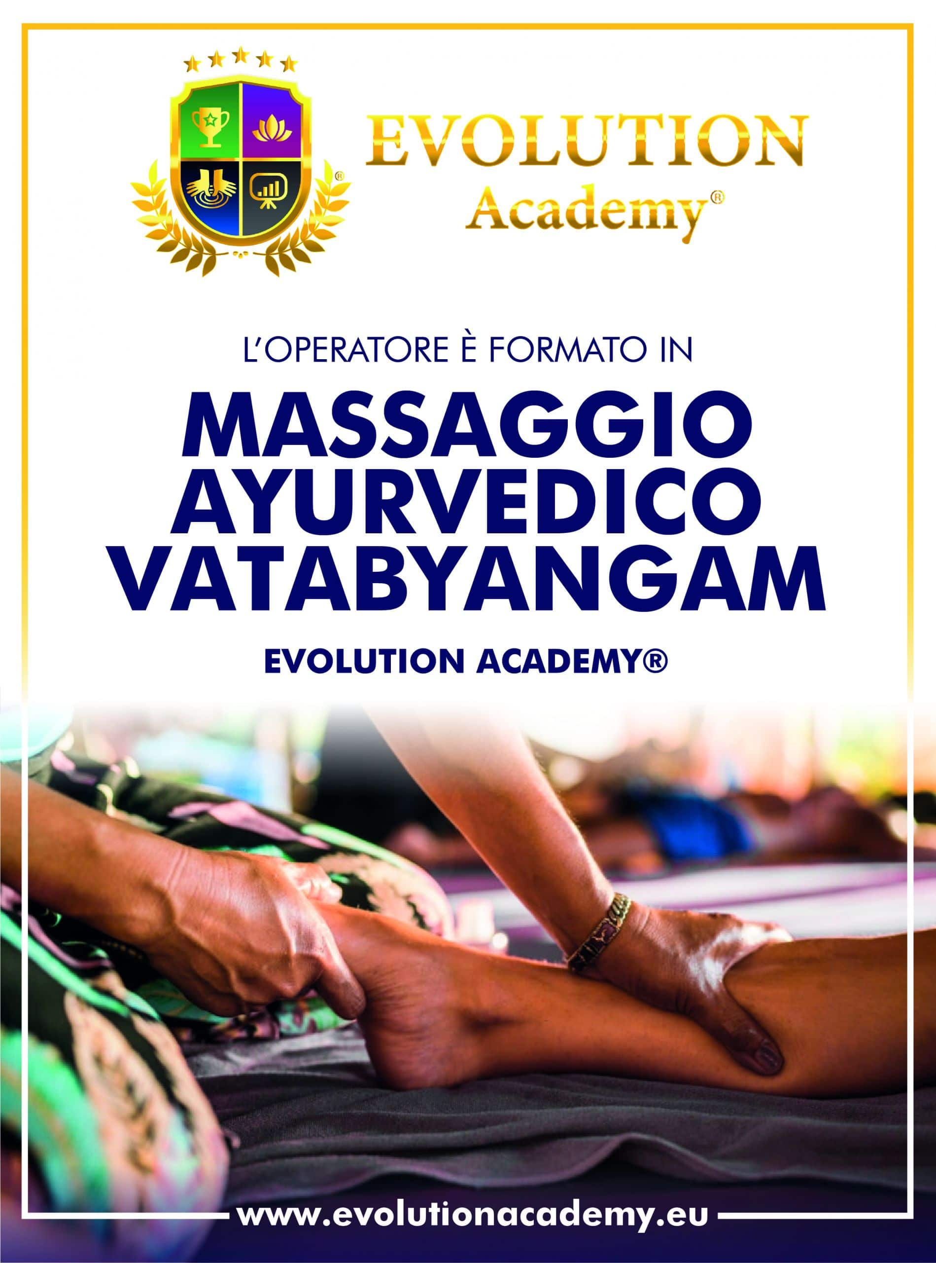 Il poster del massaggio vatabyangam rilasciato da Evolution Academy®