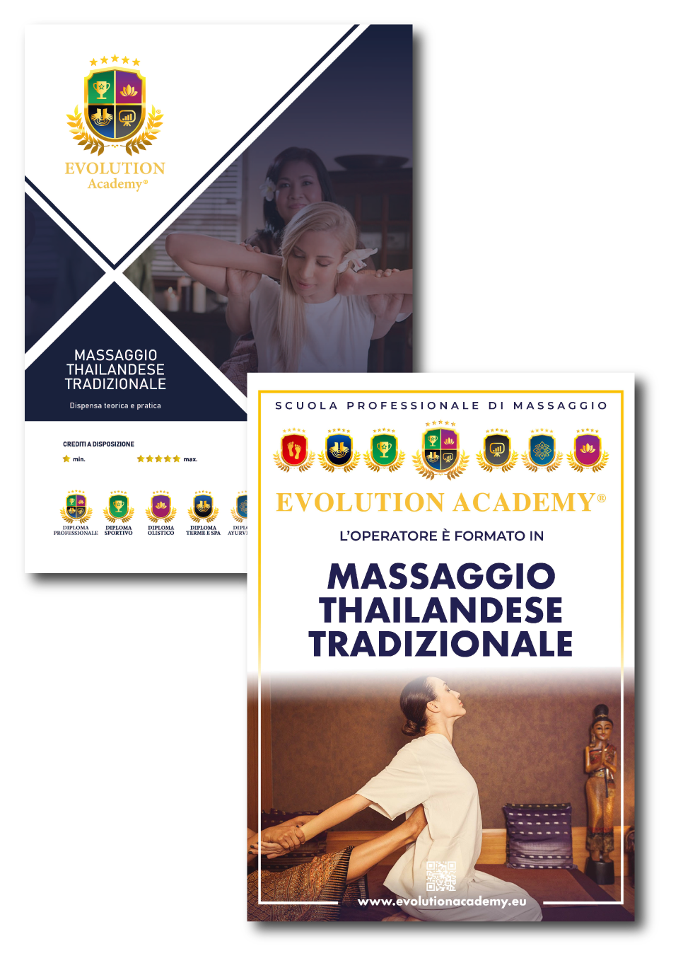 Dispensa e poster del Corso di massaggio thailandese Milano Evolution Academy
